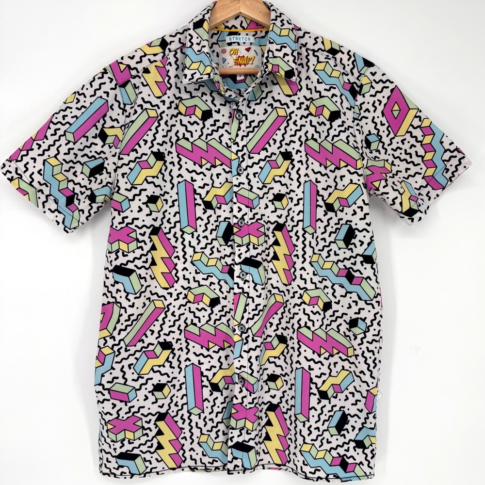 Oh Snap! by Drill Clothing Mens Small Design 90s MTV Era Retro Button Down Shirt